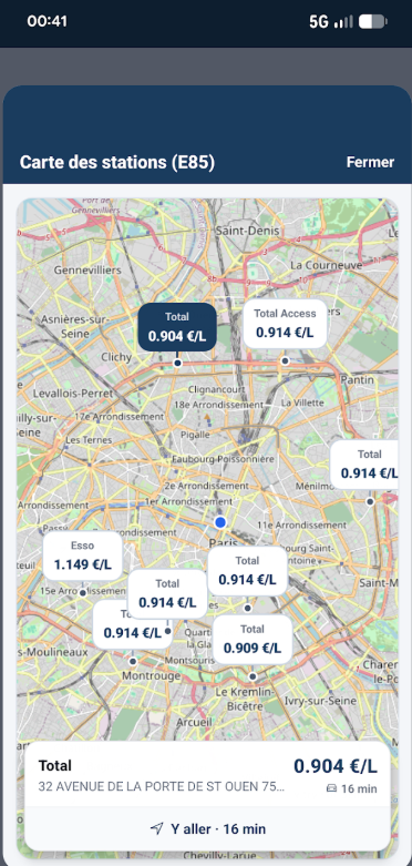 Carte stations